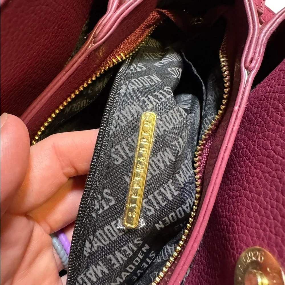 👜 Steve Madden Burgundy‎ Tote Satchel Bag Crossbody Strap OS 👜